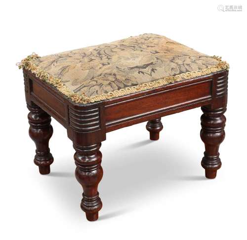 A 19TH CENTURY MAHOGANY FOOTSTOOL, IN THE MANNER OF GILLOWS