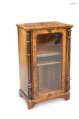 A VICTORIAN INLAID BURR WALNUT MUSIC CABINET, CIRCA 1870