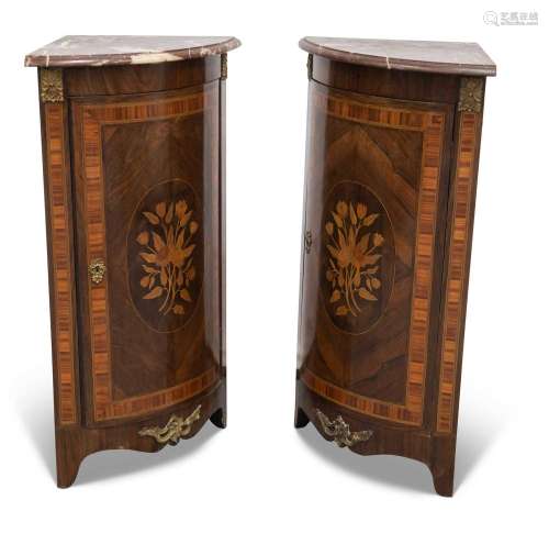 A PAIR OF LOUIS XV STYLE MARBLE-TOPPED AND GILT-METAL MOUNTE...