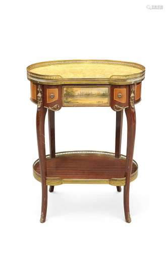 A CONTINENTAL GILT-METAL MOUNTED, MARBLE-TOPPED AND MAHOGANY...