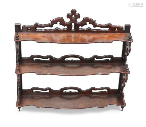 A GOOD SET OF 19TH CENTURY ROSEWOOD HANGING SHELVES