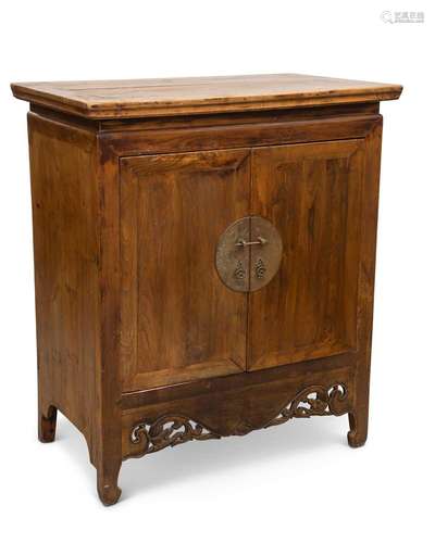 A CHINESE ELM TWO-DOOR CABINET, 20TH CENTURY