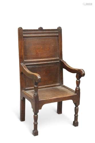 A 17TH CENTURY OAK WAINSCOT CHAIR