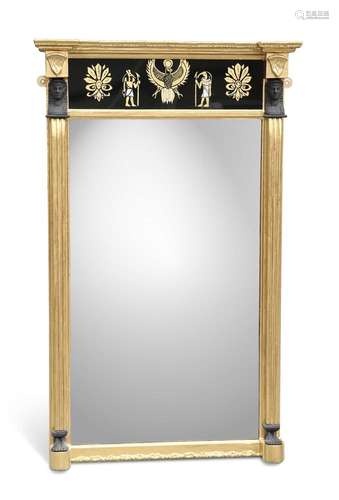 A REGENCY STYLE VERRE ÉGLOMISÉ GILT PIER MIRROR