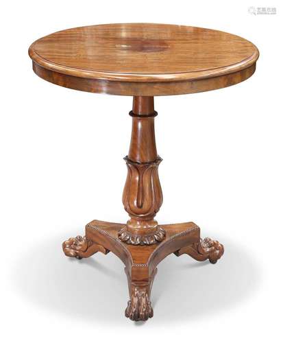 A WILLIAM IV MAHOGANY TILT-TOP TRIPOD TABLE