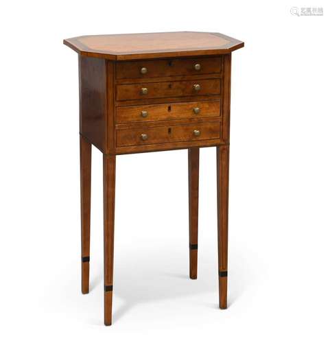 A GEORGE III SATINWOOD AND ROSEWOOD BANDED WORK TABLE, CIRCA...