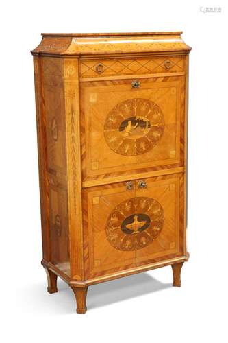 AFTER THE DESIGN BY THOMAS CHIPPENDALE, A SATINWOOD AND MARQ...