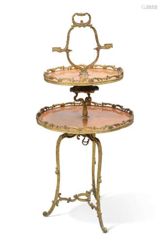 A LOUIS XV STYLE ORMOLU AND KINGWOOD TWO-TIER TABLE, IN THE ...