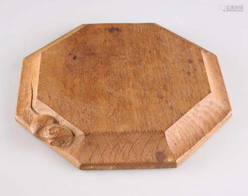 ROBERT THOMPSON OF KILBURN, A MOUSEMAN OAK TEAPOT STAND/SMAL...