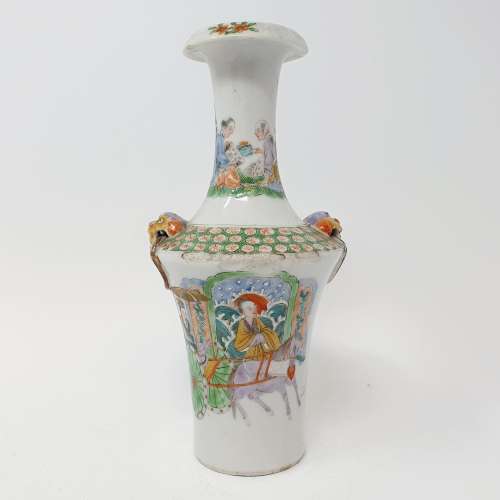 A Chinese vase, decorated figures, 19 cm high chipped some w...