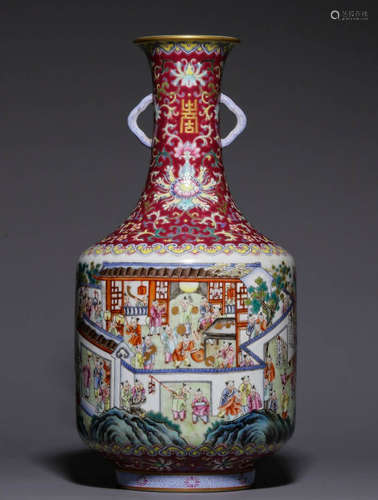 In the Qing Dynasty, a hundred sons made a spring vase with ...