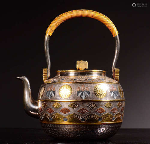 Yidongzhai Colored Gold Refined Lifting Beam Silver Pot