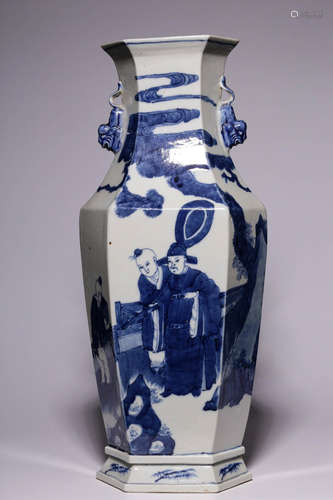 In the Qing Dynasty, blue and white character stories are de...