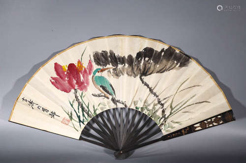 Wang Xuetao Flower and Bird Folding Fan