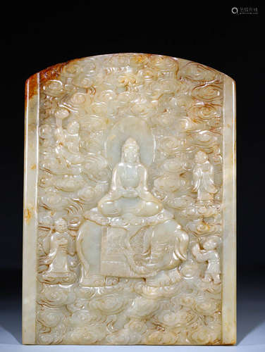 In the Qing Dynasty, Hotan Jade's Samantabhadra rode an elep...