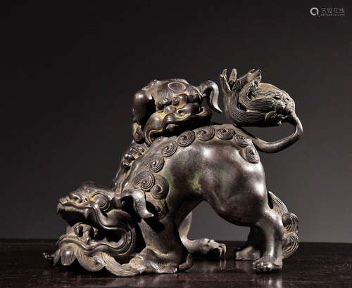 In the Qing Dynasty, precision cast bronze lion fragrance