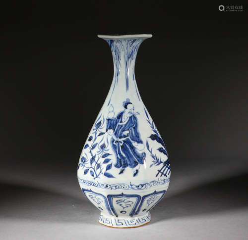 Ming Dynasty, Blue and White Character Story Bottle