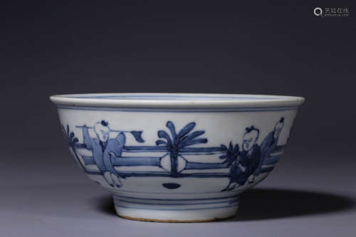 In the Qing Dynasty, blue and white baby bowl with patterns ...