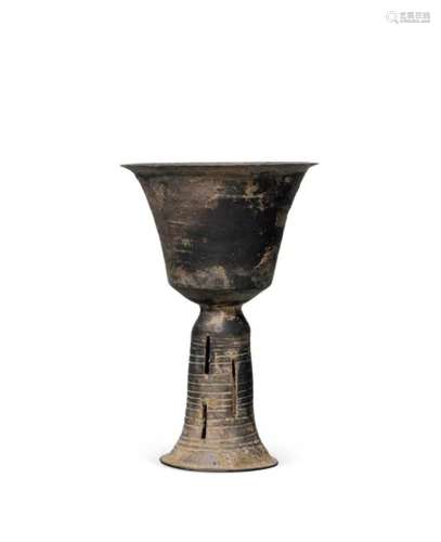 文化期 黑陶高足杯