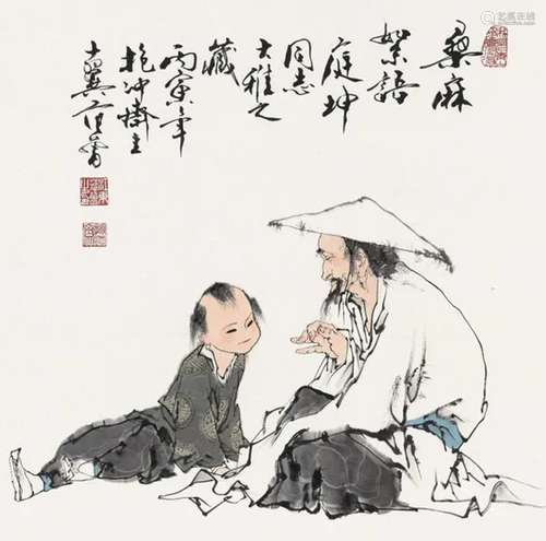 范曾 丙寅（1986年）作 桑麻絮语 镜心