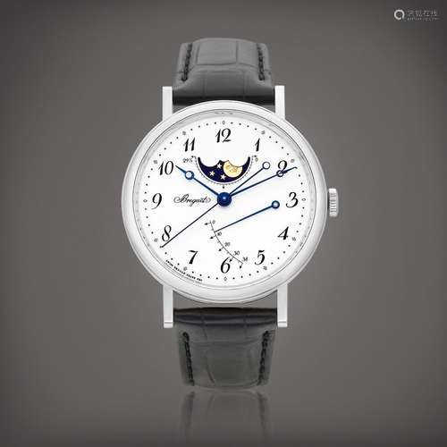 BreguetReference 7787 | A white gold wristwatch with moon ph...