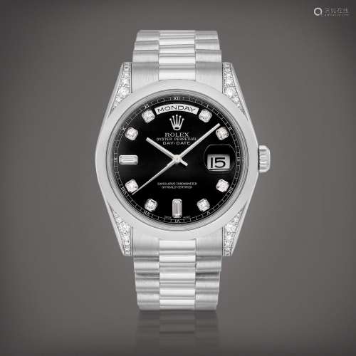 RolexDay-Date, Reference 118296 | A platinum and diamond-set...