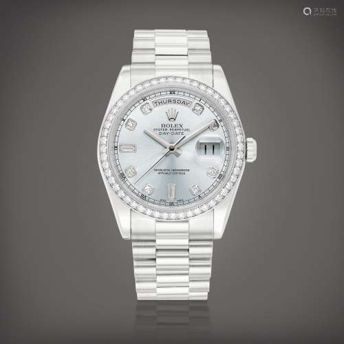 RolexDay-Date, Reference 118346 | A platinum and diamond-set...