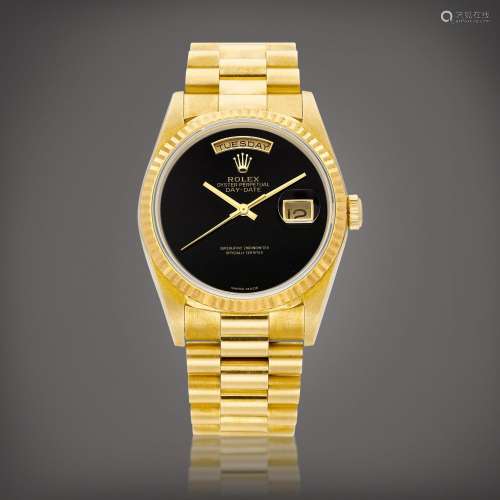 RolexDay-Date, Reference 18238 | A yellow gold wristwatch wi...