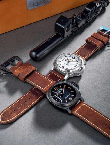 沛纳海 一套两枚限量生产 DLC涂层不锈钢腕表配八天动力储存