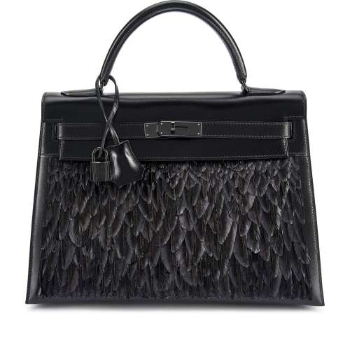 HermèsLimited Edition Black Box Feathers So Black Kelly 32 S...