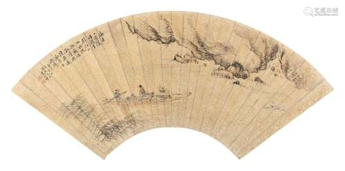 李世倬 1760年作 扁舟图 镜心