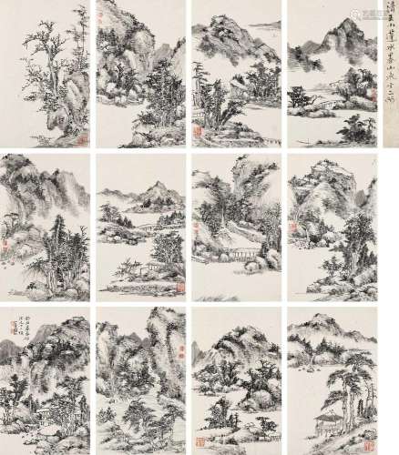 王小蓬 1793年作 墨笔山水册 册页