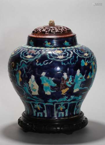 Ming Dynasty Fahua Colored Figure Jar