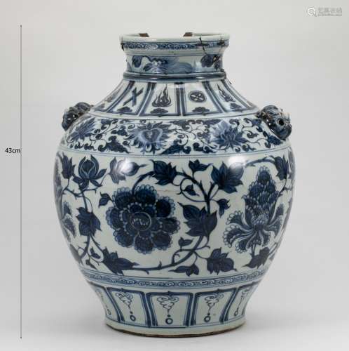 Blue and white pot