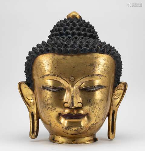 Bronze Gilded Buddha Head of the Ming Dynasty