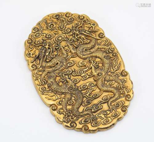 Bronze Gilded Gold Military Talisman of the Qing Dynasty