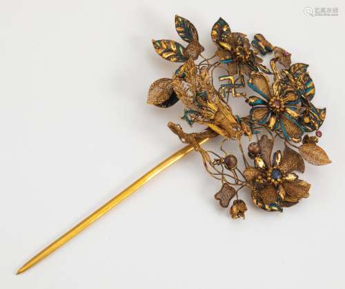 Pure Gold Hairpin of the Qing Dynasty