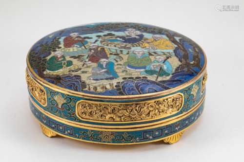 Qing Dynasty cloisonne Arhat lid box