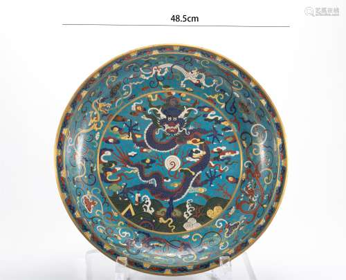 Qing Dynasty Cloisonne Dragon Pattern Plate