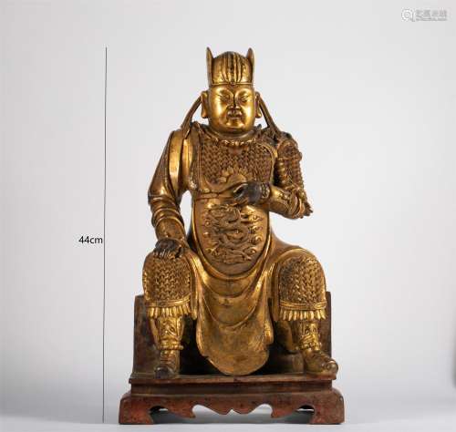 Ming Dynasty Gilded Gold Guan Statue