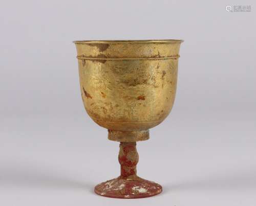 Silver gilded gold inlaid amber cup