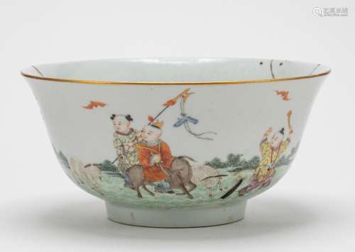 Qing Dynasty pastel character bowl (remnant)