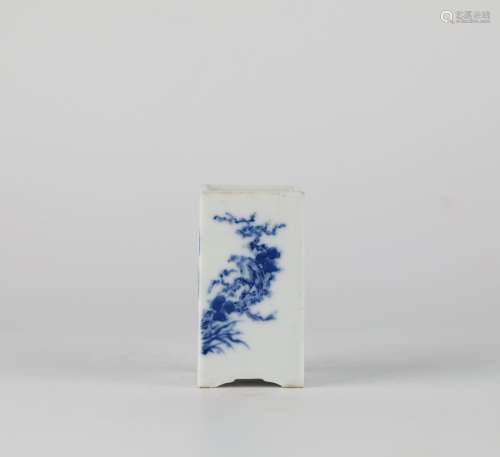 Wang Bu, Chinese blue and white glazed porcelain pen holder