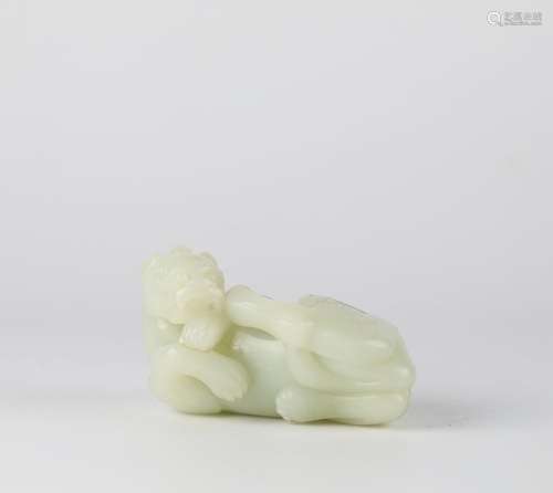 Chinese Hotan White Jade Carved Animals