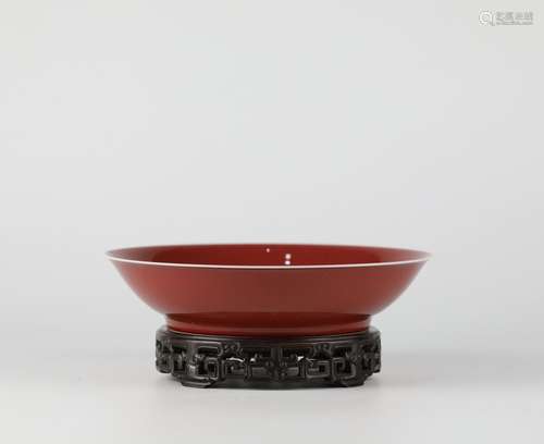 Chinese red glazed porcelain plate, Yongzheng