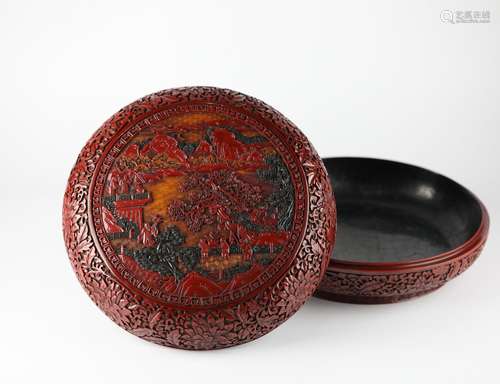 Chinese lacquer carving box