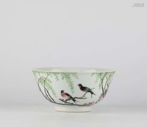 Ancient Chinese colored "spring swallow" porcelain...