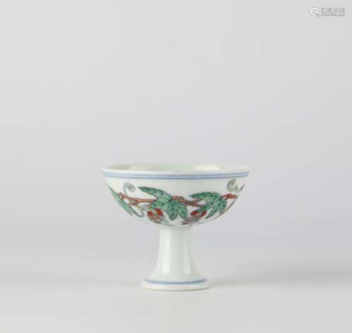 Chenghua Doucai Glazed Porcelain High Foot Cup