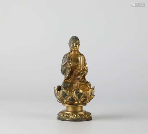 Ancient Bronze Gilded Buddha, Liao Dynasty