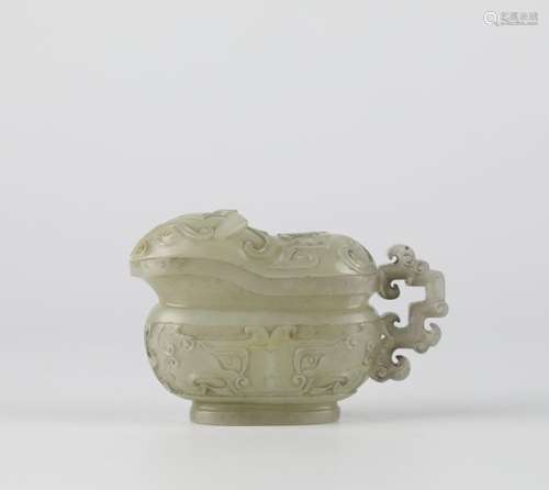 China Hetian Jade Carved Cup, Qianlong